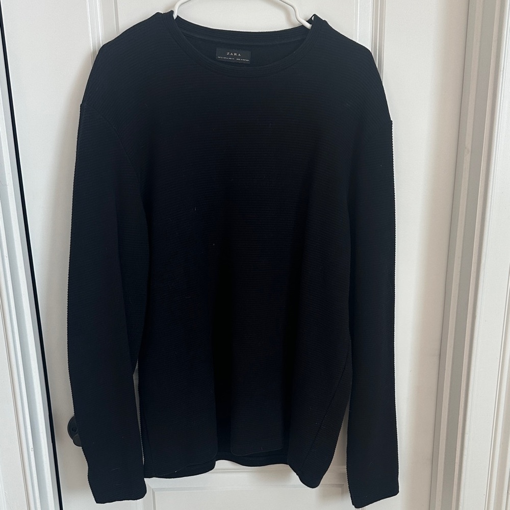 Mens Zara Black Knit Pullover